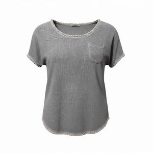 Colette Made in Italy | Blue Gray Cotton Linen Raw Edge Knit Top Minimalist S-M